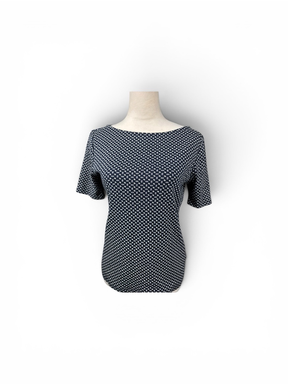 Ralph Lauren Navy Short-Sleeve Geometric Print Top size large